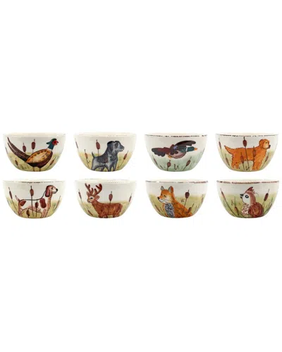 Vietri Set Of 8 Wildlife Assorted Cereal Bowls In Multi