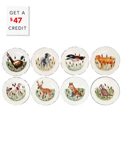 Vietri Set Of 8 Wildlife Assorted Salad Plates With $47 Credit