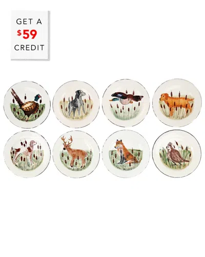 Vietri Set Of 8 Wildlife Assorted Salad Plates With $59 Credit
