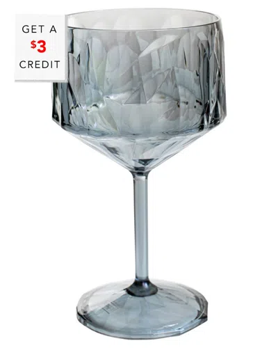 Vietri Superglass Smoke Gray Gin Glass In Blue