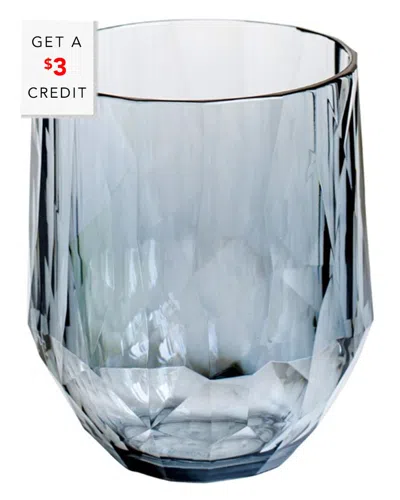 Vietri Superglass Smoke Gray Stemless Wine Glass In Blue