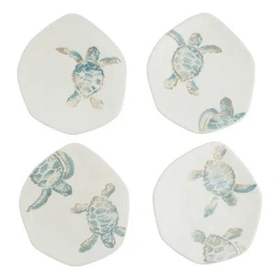 Vietri Tartaruga Assorted Salad Plates In White;aqua Blue