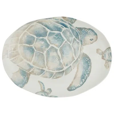 Vietri Tartaruga Medium Oval Platter In Aqua