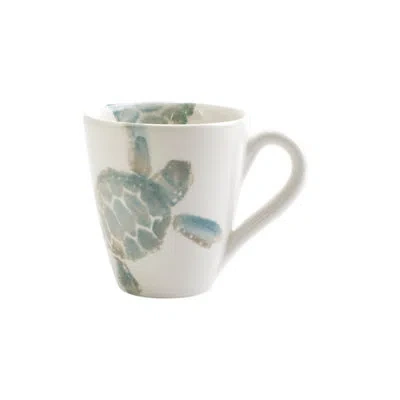Vietri Tartaruga Mug In White;green;aqua