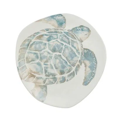 Vietri Tartaruga Oblong Serving Platter In White;aqua