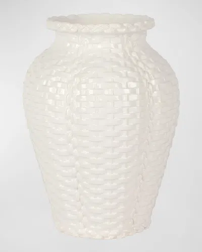 Vietri Tessere Basketweave Medium Vase In White