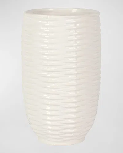 Vietri Tessere Basketweave Short Vase In White