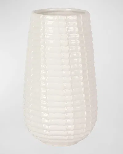 Vietri Tessere Basketweave Tall Vase In White