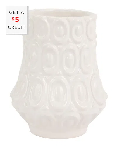 Vietri Tessere Round Oval Bud Vase With $5 Credit In White