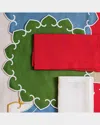 Vietri Tessuti Cornflower Round Placemats With White Stitching, Set Of 4 In Green
