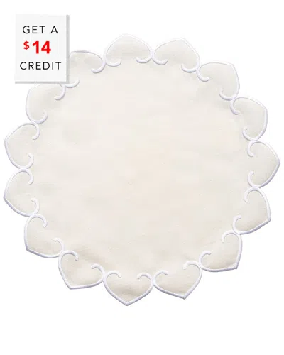 Vietri Tessuti Ivory Round Placemats With White Stitching With $14 Credit In Blue