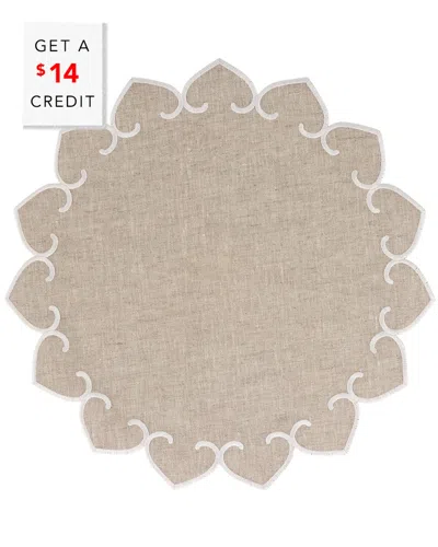 Vietri Tessuti Natural Round Placemats With White Stitching With $14 Credit In Gray