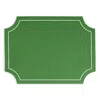 Vietri Tessuti Cornflower Rectangular Placemats With White Stitching, Set Of 4 In Green