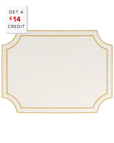 Vietri Tessuti White Rectangular Placemats With Gold Stitching With $14 Credit In Brown