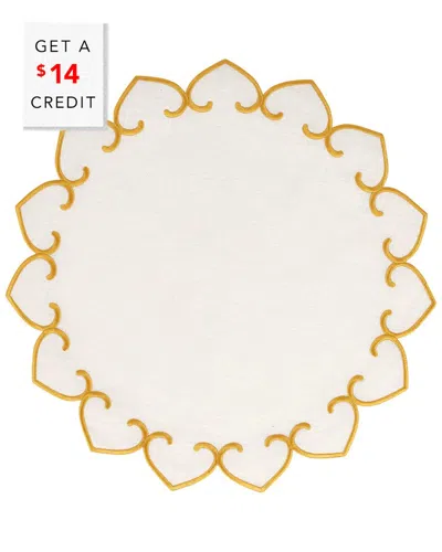 Vietri Tessuti White Round Placemats With Gold Stitching With $14 Credit In Neutral