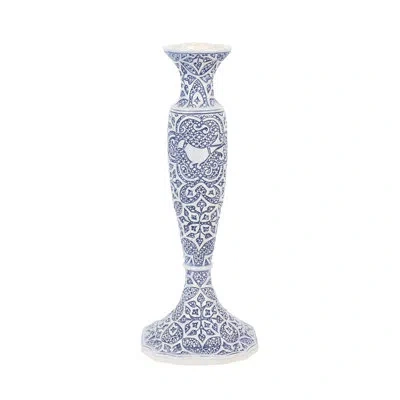 Vietri Uccello Blu Candle Stick In Blue