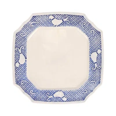 Vietri Uccello Blu Dinner Plate In Blue,white