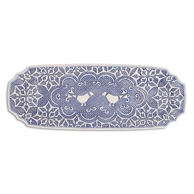 Vietri Uccello Blu Long Oval Platter In Light/pastel