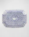 Vietri Uccello Blu Rectangular Platter In White Blue