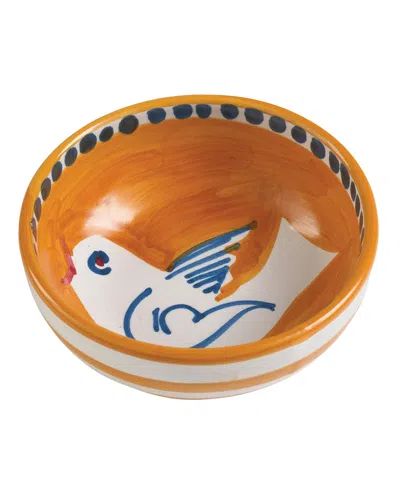 Vietri Uccello Olive Oil Bowl In Orange