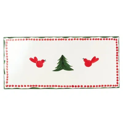 Vietri Uccello Rosso Ceramic Cheese Board In White