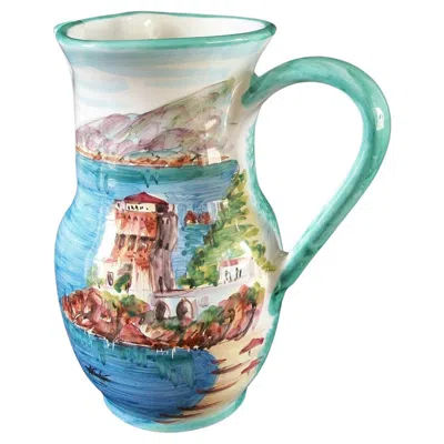 Pre-owned Vietri - Vintage Hand Painted & Wheel Thrown Pitcher - Italy - 20th Century In Gray