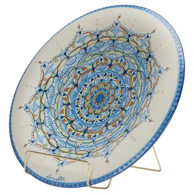 Pre-owned Vietri Vintage Italian  Glazed Terra Cotta Plate In Gray