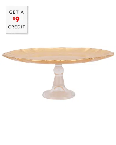 Vietri Viva By  Baroque Glass Cake Stand With $9 Credit In Gold