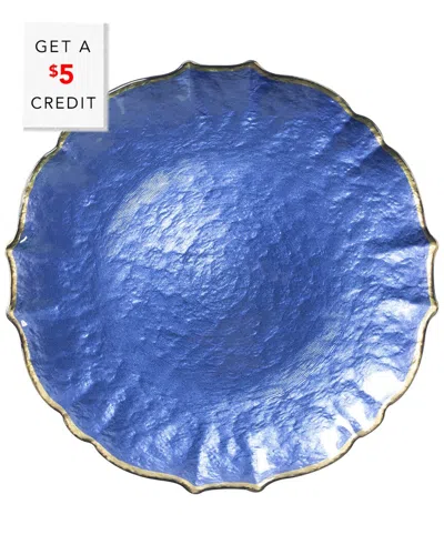 Vietri Viva By  Baroque Glass Cobalt Service Plate/chargerte/ With $5 Credit In Blue