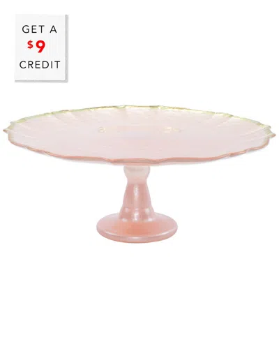 Vietri Viva By  Baroque Glass Pink Cake Stand With $9 Credit In No Color