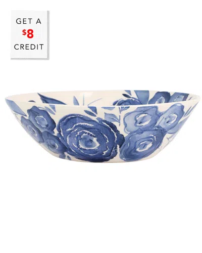 Vietri Viva By  Blue Camellia Shallow Serving Bowl With $8 Credit
