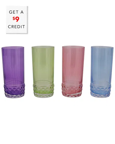 Vietri Deco Tall Tumblers 4-piece Set In Multicolor
