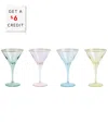Vietri Viva By  Rainbow Assorted Set Of 4 Martini Glasses With $6 Credit In Multi