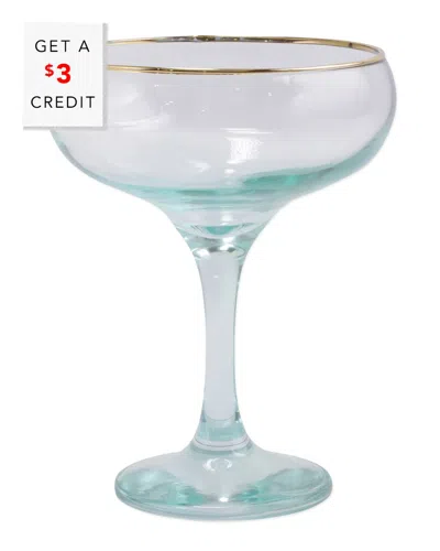 Vietri Viva By  Rainbow Green Coupe Champagne Glass With $3 Credit
