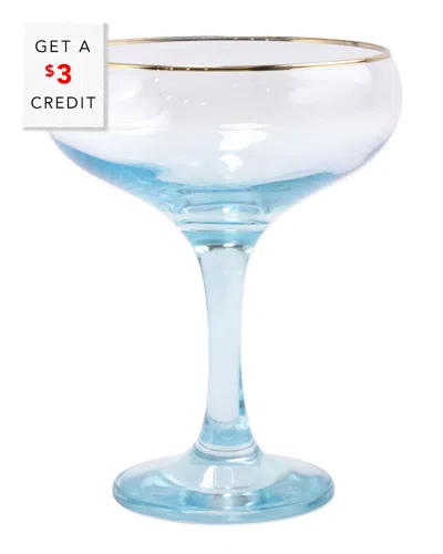 Vietri Viva By  Rainbow Turquoise Coupe Champagne G With $3 Credit
