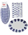 Vietri Viva By  Santorini 3pc Serveware Set With $17 Credit In Blue