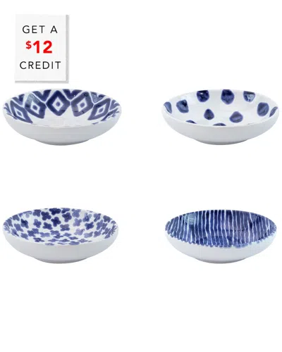 VIETRI VIVA BY VIETRI SANTORINI ASSORTED CONDIMENT BOWLS SET OF 4 CONDIMENT BOWLS  WITH $12 CREDIT