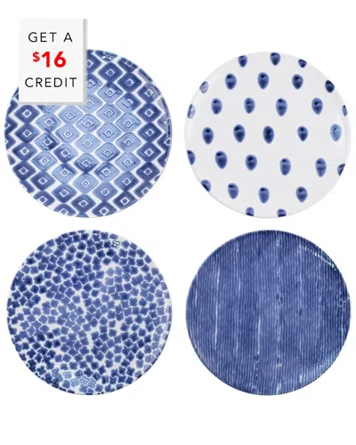 VIETRI VIVA BY VIETRI SANTORINI ASSORTED DINNER PLATES SET OF 4 DINNER PLATES  WITH $16 CREDIT