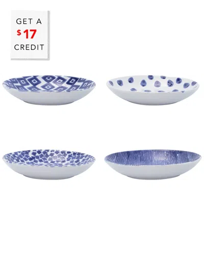 Vietri Viva By  Santorini Assorted Pasta Bowls Set Of 4 Pasta Bowls With $17 Credit In Blue