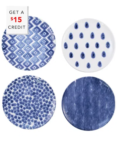 VIETRI VIVA BY VIETRI SANTORINI ASSORTED SALAD PLATES SET OF 4 SALAD PLATES  WITH $15 CREDIT