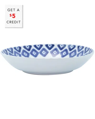 Vietri Viva By  Santorini Diamond Medium Serving Bowl With $5 Credit In Blue