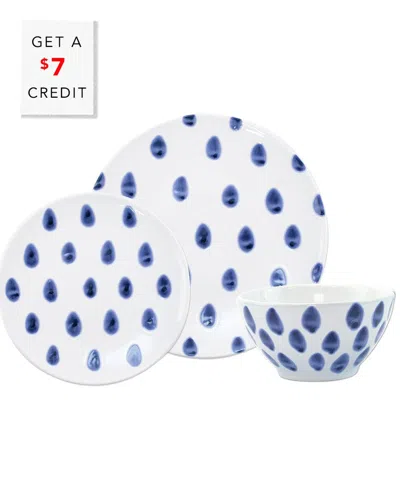 Vietri Santorini Dot 3 Piece Place Setting In Blue,white