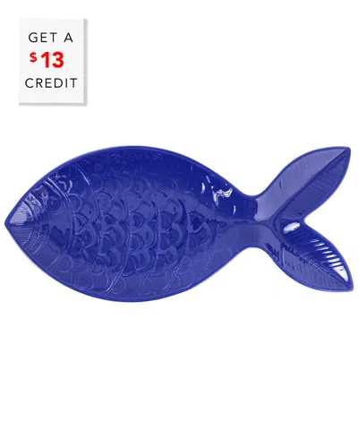 Vietri Viva By  Santorini Large Cobalt Figural Fish With $13 Credit In Blue