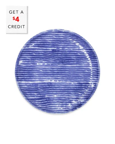 Vietri Viva By  Santorini Stripe Cocktail Plate With $4 Credit In Blue
