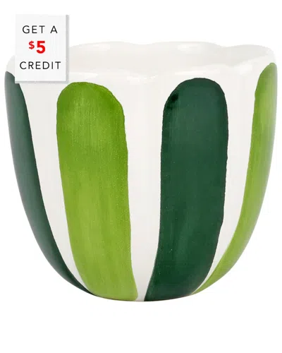 Vietri Viva By  Viva Garden Green Tulip Small Cachepot With $5 Credit