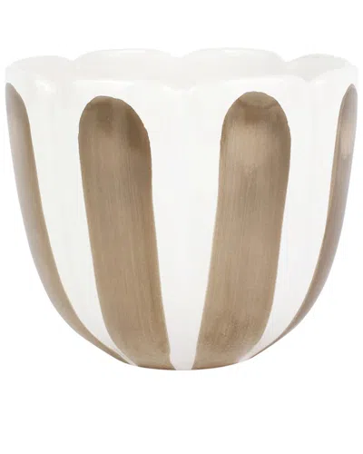 Vietri Viva By  Viva Garden Tan Tulip Large Cachepot In Brown