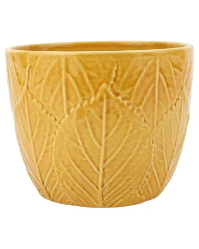 Vietri Viva Garden Embossed Leaves Cachepot In Gold