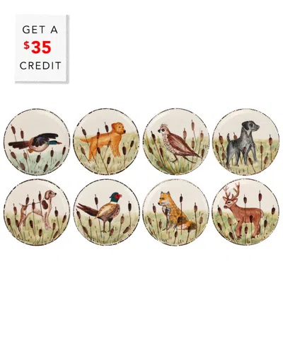 Vietri Wildlife Assorted Canape Plates (set Of 8) With $35 Credit