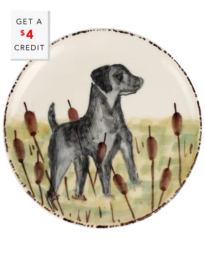 Vietri Wildlife Black Hunting Dog Canape Plate With $4 Credit In Multi