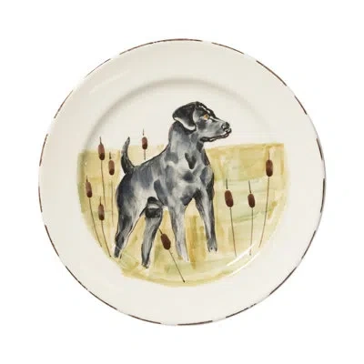 Vietri Wildlife Black Hunting Dog Dinner Plate In Black;brown